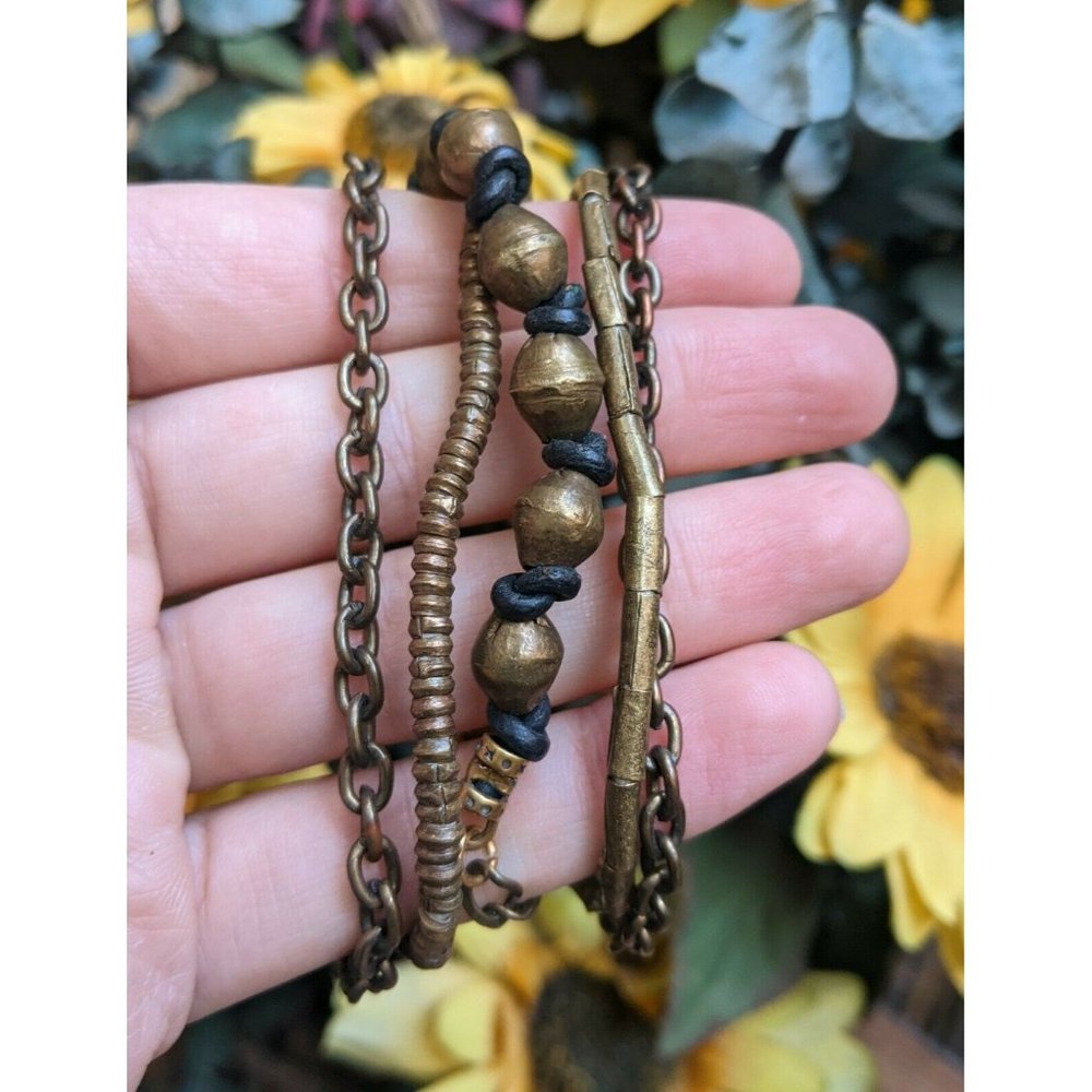 Designer Tat2 Tat 2 Designs Multi (5) Strand Row Metal Bead Chain Bracelet